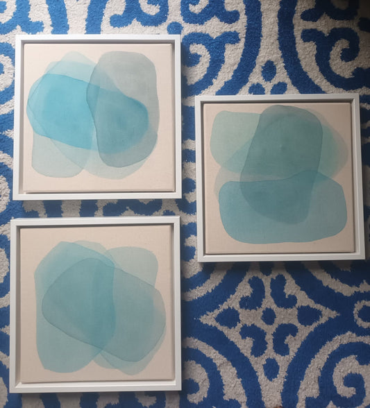 3 Paintings "Blaue Lagune / Blue Lagoon" Series by Patricia von Andersen
